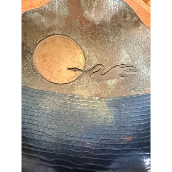Raku Pottery Bowl - Etsy Joyce Furney Raku Pottery Bowl Signed Clay Cellar Crane Moon Art Ceramic 1983